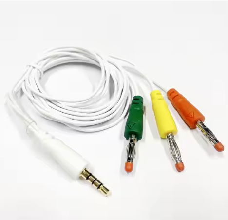 3.5mm audio jack connector 3 lead ECG Cable with snap or clip